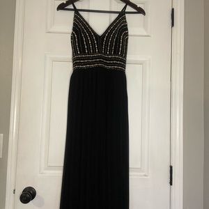 Lulu’s glamorous gala black embroidered maxi dress